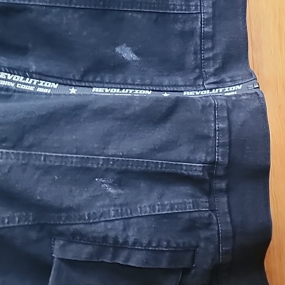 EUC Revolution: Denim full-zip Bomber Jacket, Black w/ White-graphic, Men's XL - Picture 2 of 7